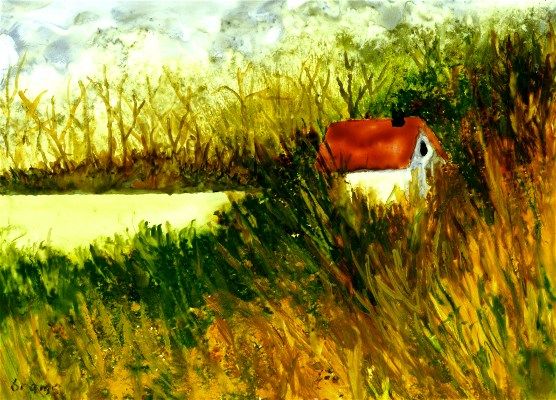 House In A Tall Grass Painting